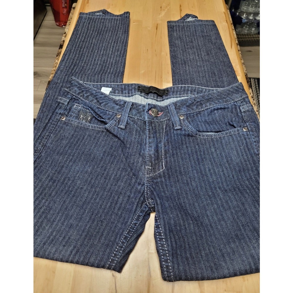 Monarchy Womens Herringbone Denim Jeans‎ Dark Wash Straight Leg WB8-0730 Size 28